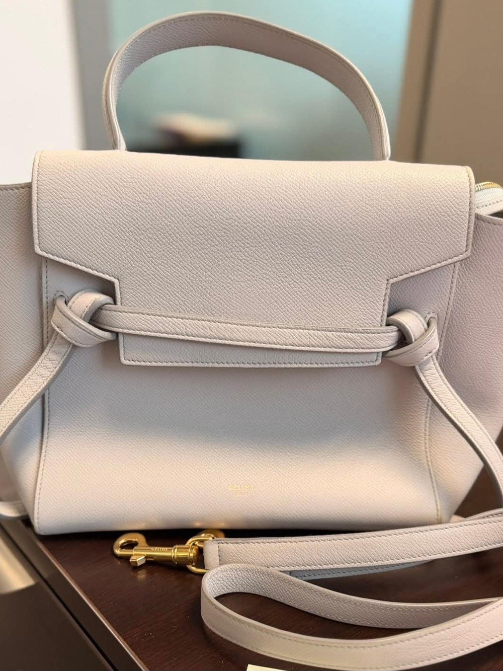 Celine Cream Leather Satchel with Gold Hardware, Belt Bag Or Top handle